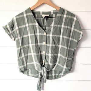 Universal Thread Windowpane Tie Front Top XS